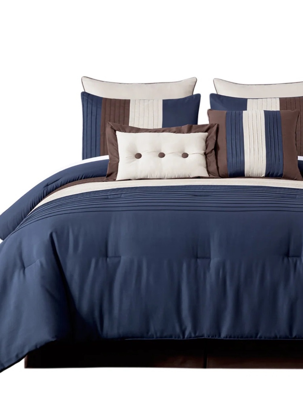 Navy and Brown 3 piece queen Comforter Set